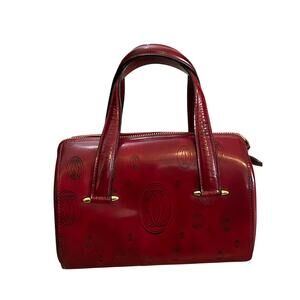 Vintage Cartier Handbag Happy Birthday Top Handle Bag Patent Leather Red